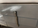 White Lacquer 9-Drawer Dresser with Grey Crocodile Lacquer Front and Metal Base
